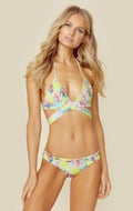 Tori Praver Floral Myra Wrap Bikini Top, Size Small /Limoncello by Vanessa Jane