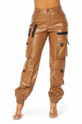 It's My Year Vegan Leather Cargo Jogger Pants by The House of Stylez