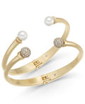 Charter Club 2-PC. Set Pave Bead and Imitation Pearl Cuff Bracelets by Vanessa Jane