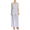 Cupio Womens Stripe Wide-Leg Jumpsuit Blue, Large by Vanessa Jane