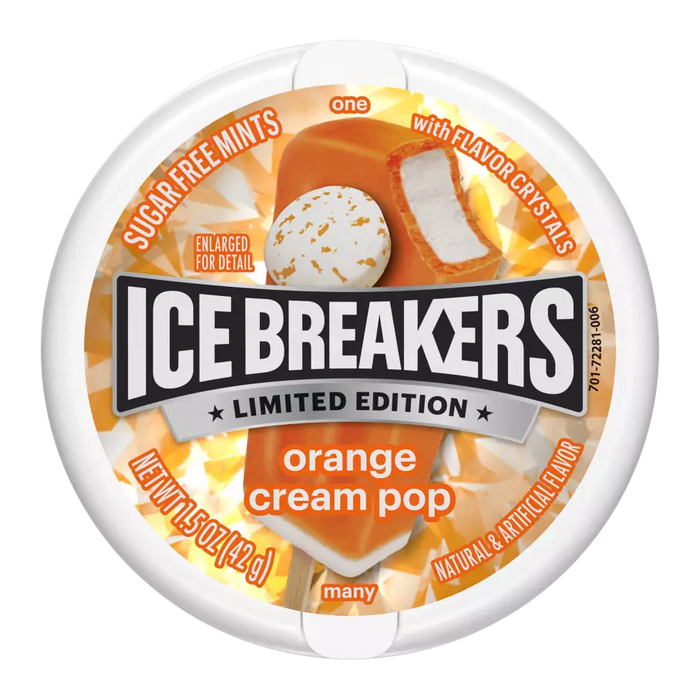 Ice Breakers Orange Cream Pop Limited Edition Sugar Free Mints 1.5 Oz by Pasteur Pharmacy