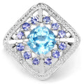 4.24 Carat Genuine Blue Topaz and Tanzanite .925 Sterling Silver Ring by Bids.com
