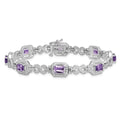 Genuine Amethyst Diamond Infinity Link Bracelet by Fine Color Jewels