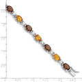 Genuine Multistone Sterling Silver Link Bracelet by Fine Color Jewels