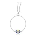 Sterling Silver Adjustable Two Toned Enameled Evil Eye Friendship Bracelet by Bids.com