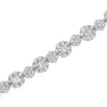 10K White Gold 4.0 cttw Brilliant Round-cut and Baguette Diamond Floral Cluster Link Bracelet (I-J Clarity, I1-I2 Color) - Size 7" by Bids.com