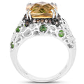 4.13 Carat Genuine Citrine, Chrome Diopside & Champagne Diamond .925 Sterling Silver Ring by Bids.com