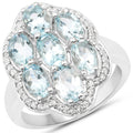 3.09 Carat Genuine Aquamarine and White Zircon .925 Sterling Silver Ring by Bids.com