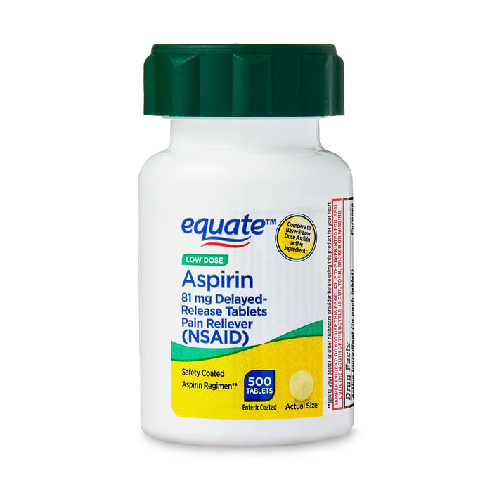 Equate Low Strength Aspirin 81 mg, Chewable Tablets (108 Count, 3 x 36) by Pasteur Pharmacy