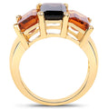 14K Yellow Gold Plated 8.14 Carat Genuine Smoky Quartz, Citrine and Champagne Quartz .925 Sterling Silver Ring by Bids.com