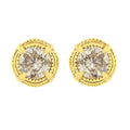 14K Yellow Gold Plated .925 Sterling Silver 1.0 Cttw Round Brilliant Cut Diamond Solitaire Milgrain Stud Earrings (K-L Color, I2-I3 Clarity) by Bids.com