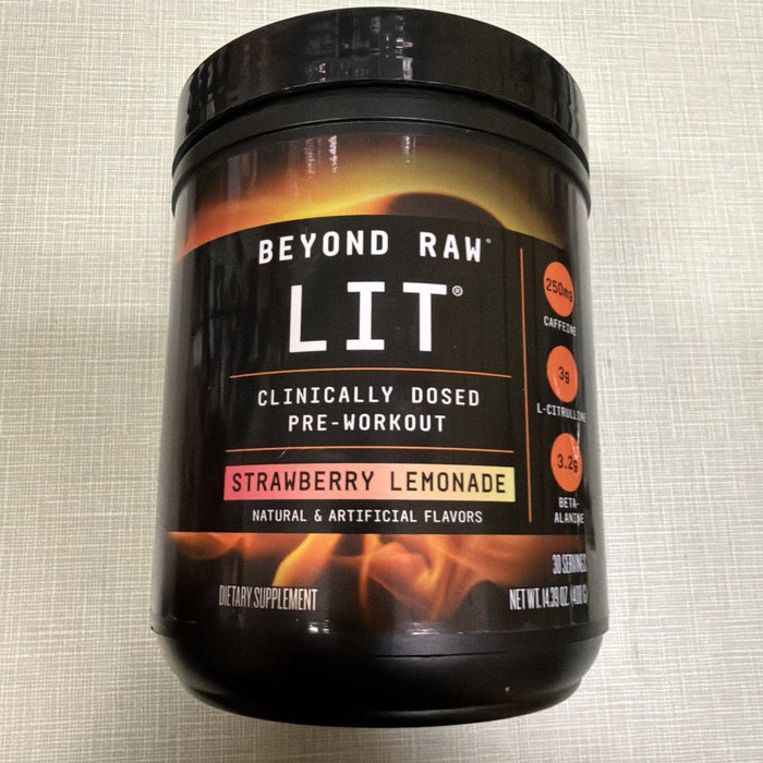 Beyond Raw Lit Pre Workout Powder Strawberry Lemonade Energy 14oz 30 Srv. 1/28 by Price Is Right Miami