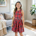 Tommy Hilfiger Kids Sleeveless Plaid Dress Plaid Red Girls Dress, Size XL by Vanessa Jane