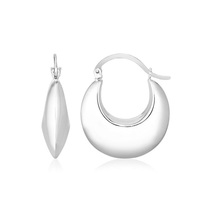 Sterling Silver Polished Puffed Hoop Earrings by Bids.com