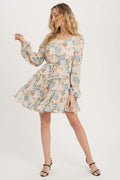 Floral Print Ruffled Swing Dress - Dusty Pink by Boutique 23