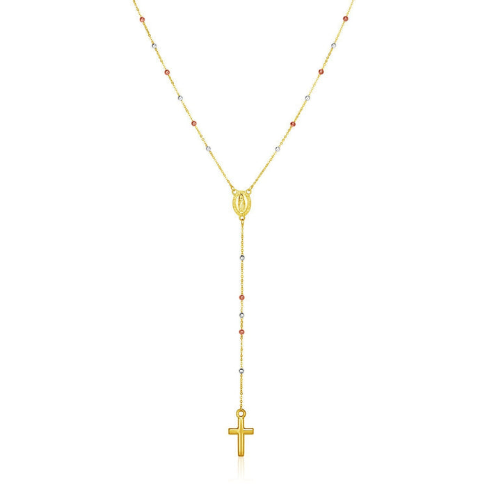 14k Tri Color Gold Lariat Rosary Necklace by Bids.com