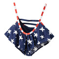 California Waves Juniors Navy Americana Strappy Flounce Bikini Top, Size Small by Vanessa Jane
