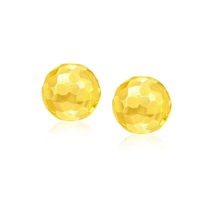 14k Yellow Gold Round Faceted Style Stud Earrings by Bids.com