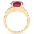 14K Yellow Gold Plated 5.49 Carat Glass Filled Ruby and White Topaz .925 Sterling Silver Ring by Bids.com