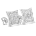 .925 Sterling Silver Diamond Accented 4-Stone Four Pointed Star Shaped Halo-Style Stud Earrings (H-I Color, I2-I3 Clarity) by Bids.com