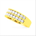 10K Yellow Gold Two-Row Diamond Band Ring (1 Cttw, J-K Color, I1-I2 Clarity) - Size 6 by Bids.com