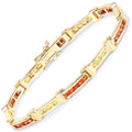Princess Orange Sapphire Channel Silver Tennis Link Bracelet by Fine Color Jewels