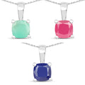 3.00 Carat Genuine Emerald, Glass Filled Ruby & Glass Filled Sapphire .925 Sterling Silver Pendant by Bids.com