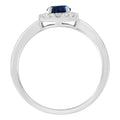 10K White Gold 1/5 Cttw Round Diamond and Prong Set 7MM Created Blue Sapphire Halo Cocktail Ring (H-I Color, I1-I2 Clarity) - Size 7 by Bids.com