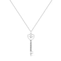 .925 Sterling Silver Pave and Bezel-Set Diamond Accent Key 18" Heart and Lock Pendant Necklace (K-L Color, I1-I2 Clarity) by Bids.com