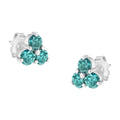 14KT White Gold Treated Blue Diamond Trio Stud Earrings (1 1/3 cttw, Blue) by Bids.com