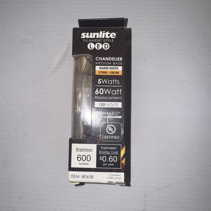 Sunlite Chandelier LED Bulb, 5W 120V, 600 Lumens (#80658), 6-Pack by Price Is Right Miami