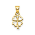 Four Leaf Clover Charm 10K Yellow Gold Pendant by Fine Color Jewels
