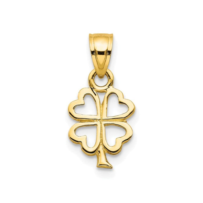 Four Leaf Clover Charm 10K Yellow Gold Pendant by Fine Color Jewels