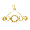 10K Yellow Gold over .925 Sterling Silver Diamond Accented Graduated Infinity Open Circle 6â€-9â€ Adjustable Bolo Bracelet by Bids.com