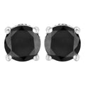 14K White Gold 2.00 Cttw Round Brilliant-Cut Black Diamond Classic 4-Prong Stud Earrings with Screw Backs (Fancy Color-Enhanced, I2-I3 Clarity)
