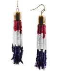 Holiday Lane Gold-Tone Red, White and Blue Seed Bead Tassel Drop Earrings by Vanessa Jane