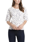Vince Camuto Womens Elbow Sleeve French Terry Snake Print Top, Size Medium by Vanessa Jane