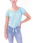 Crave Fame Juniors Puff-Sleeve Off Shoulder Tie-Front Top by Vanessa Jane
