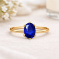 1.00 Ct Oval Blue Sapphire Prong 22k Gold Vermeil Solitaire Engagement Ring by Fine Color Jewels