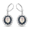 1.00 Ct Oval White Ethiopian Opal Prong Silver Floral Dangle Earrings