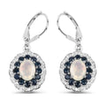 1.00 Ct Oval White Ethiopian Opal Prong Silver Floral Dangle Earrings by Fine Color Jewels