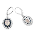1.00 Ct Oval White Ethiopian Opal Prong Silver Floral Dangle Earrings by Fine Color Jewels