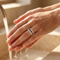 1.00 Ct Round Blue Sapphire Prong 22k Gold Vermeil 3Row Eternity Band Ring by Fine Color Jewels
