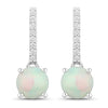 1.00 Ct Round White Ethiopian Opal & Lab Diamond Prong Silver Dangle Earrings