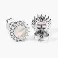 1.00 Ct Round White Ethiopian Opal & Lab Diamond Prong Silver Halo Stud Earrings by Fine Color Jewels
