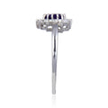 1.01 Ct Heart Purple Amethyst and White Topaz Prong Silver Halo Engagement Ring by Fine Color Jewels
