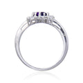 1.01 Ct Heart Purple Amethyst and White Topaz Prong Silver Halo Engagement Ring by Fine Color Jewels