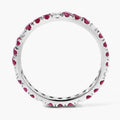 1.01 Ct Round Pink Mozambique Ruby and Lab Diamond Prong Silver Eternity Band Ring by Fine Color Jewels