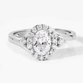 1.02 Ct Oval Lab Grown Diamond Prong Platinum Halo Bypass Bridal Ring by Fine Color Jewels