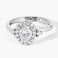 1.02 Ct Oval Lab Grown Diamond Prong Platinum Halo Bypass Bridal Ring by Fine Color Jewels